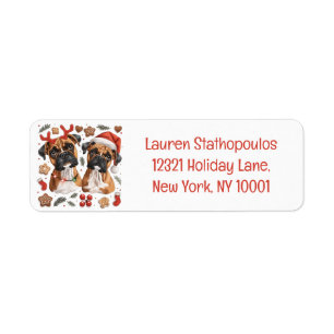 Christmas Boxer Dogs Label