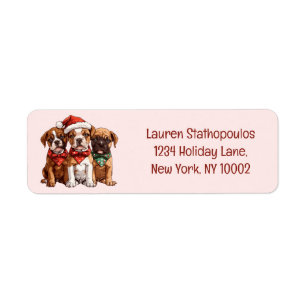 Christmas Boxer Dogs Label