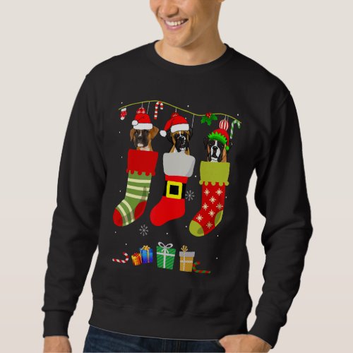 Christmas Boxer Pajama Dog Socks Light Santa Hat X Sweatshirt