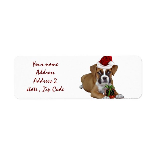 Christmas Boxer puppy address labels (Front)