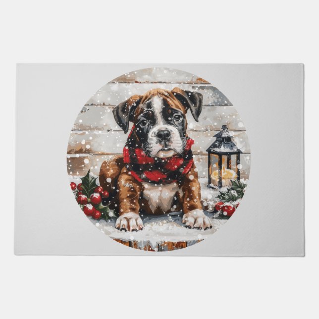 Christmas Boxer Puppy Doormat (Front)