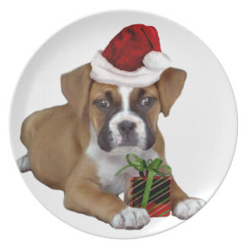 Christmas Boxer puppy Melamine Plate