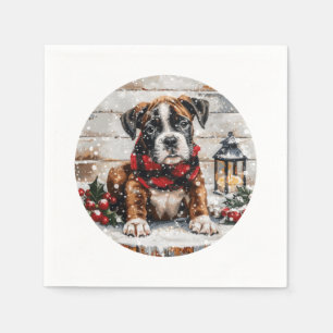 Christmas Boxer Puppy Napkins