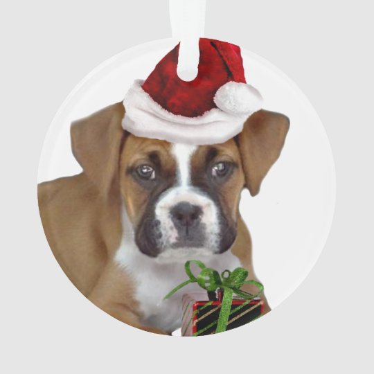 christmas boxer dog statue