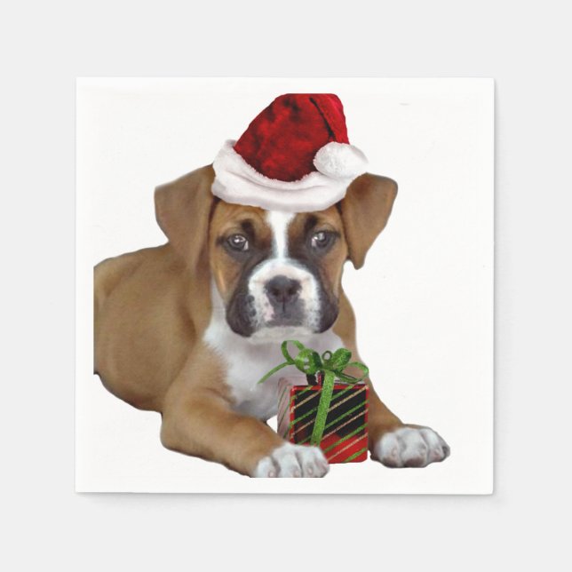 Christmas Boxer puppy Paper Napkins (Front)