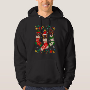 Christmas Boxer Sock Xmas Reindeer Santa ELF Dog Hoodie