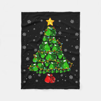 Christmas Boxing Sports Lover Xmas Tree Lights Paj Fleece Blanket
