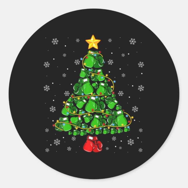 Christmas Boxing Srts Lover Xmas Tree Lights Paj T Classic Round Sticker (Front)