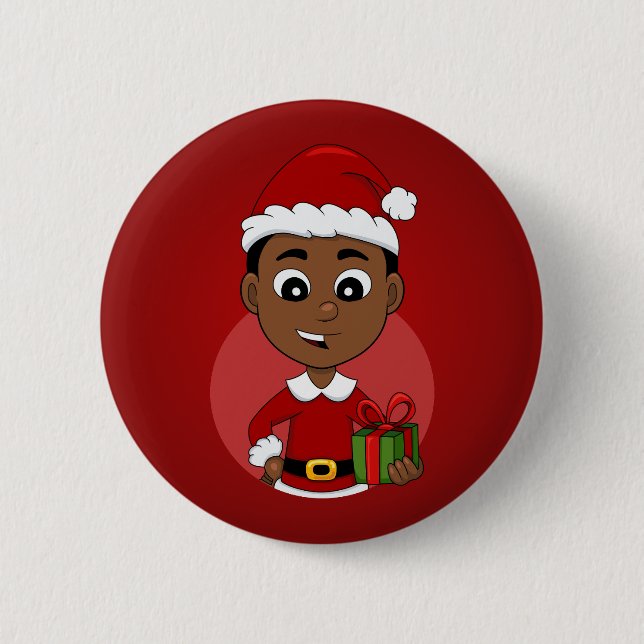 Christmas boy cartoon button (Front)