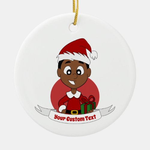 Christmas boy cartoon ceramic ornament