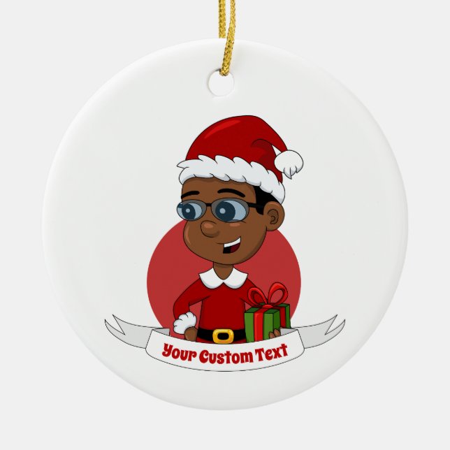 Christmas boy cartoon ceramic ornament (Front)