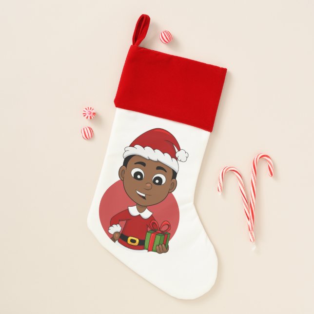 Christmas boy cartoon christmas stocking (Front)