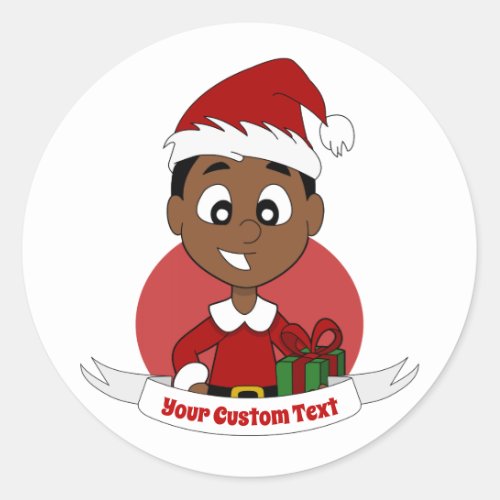 Christmas boy cartoon classic round sticker