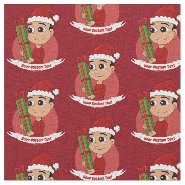 Christmas boy cartoon fabric (Close Up)