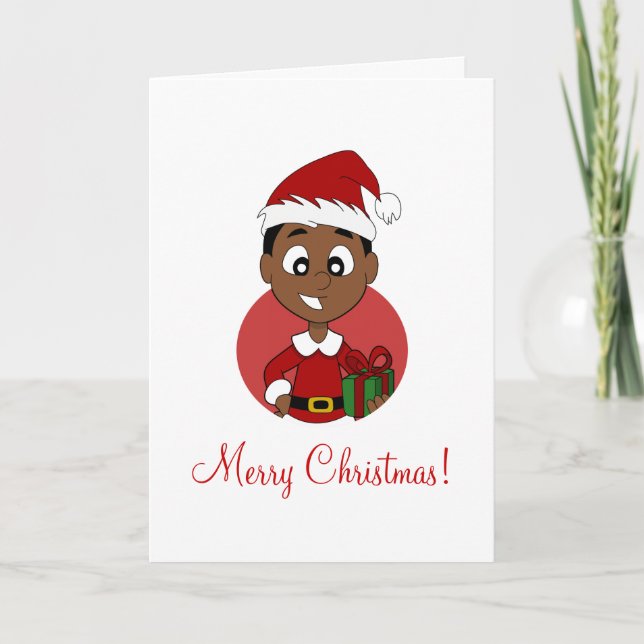 Christmas boy cartoon holiday card (Front)