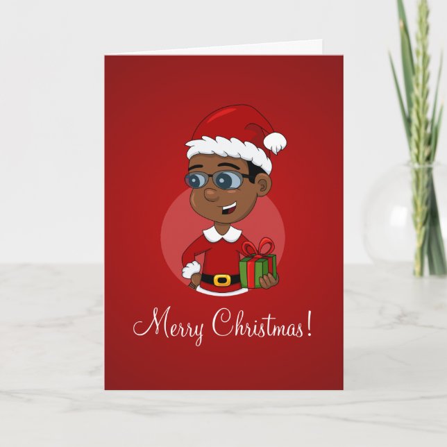 Christmas boy cartoon holiday card (Front)