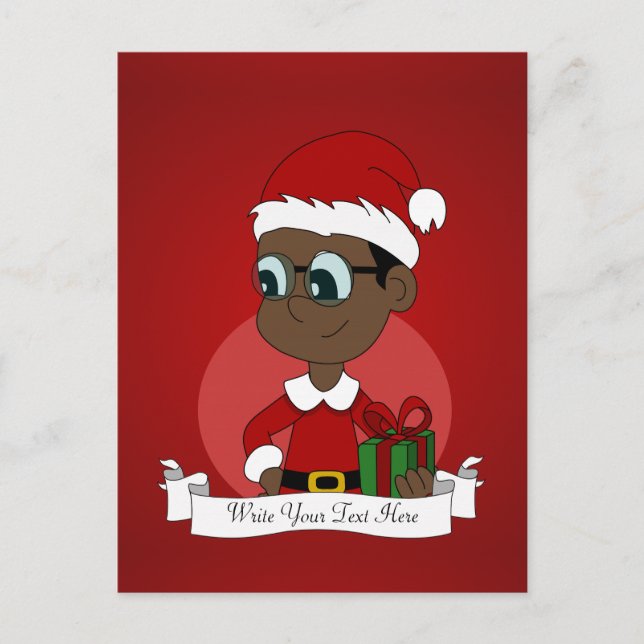 Christmas boy cartoon holiday postcard (Front)