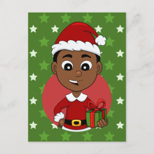 Christmas boy cartoon holiday postcard
