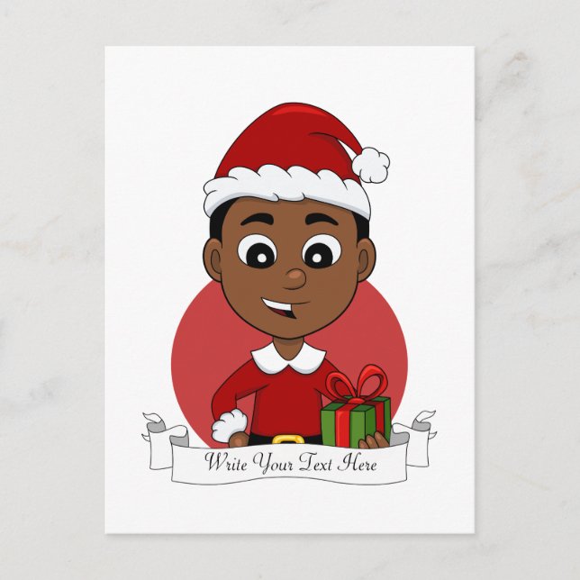 Christmas boy cartoon holiday postcard (Front)