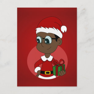 Christmas boy cartoon holiday postcard