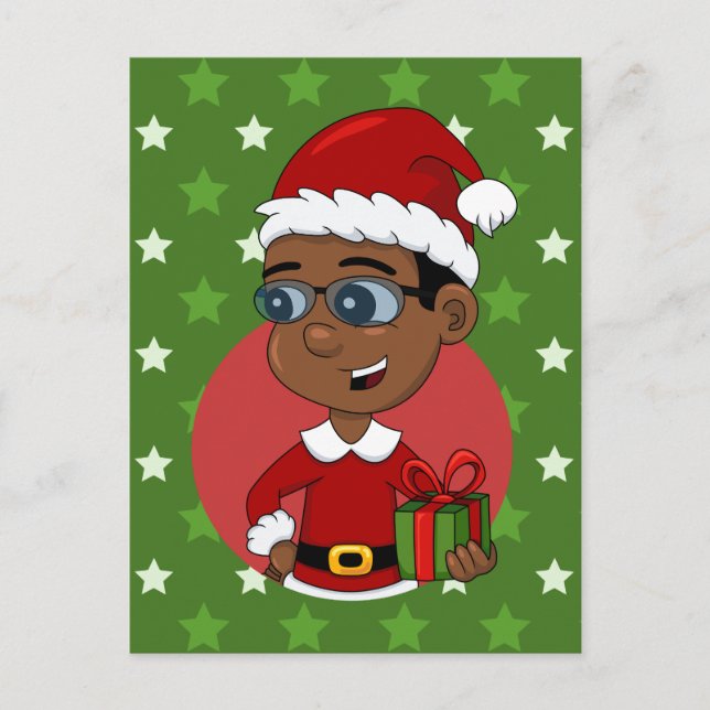 Christmas boy cartoon holiday postcard (Front)