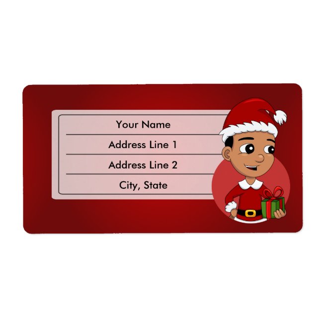 Christmas boy cartoon label (Front)