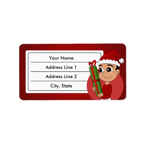Christmas boy cartoon label
