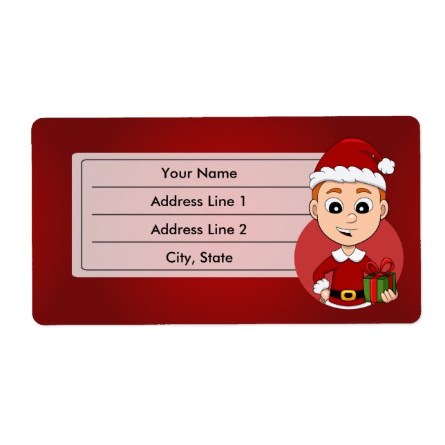 Christmas boy cartoon label (Front)