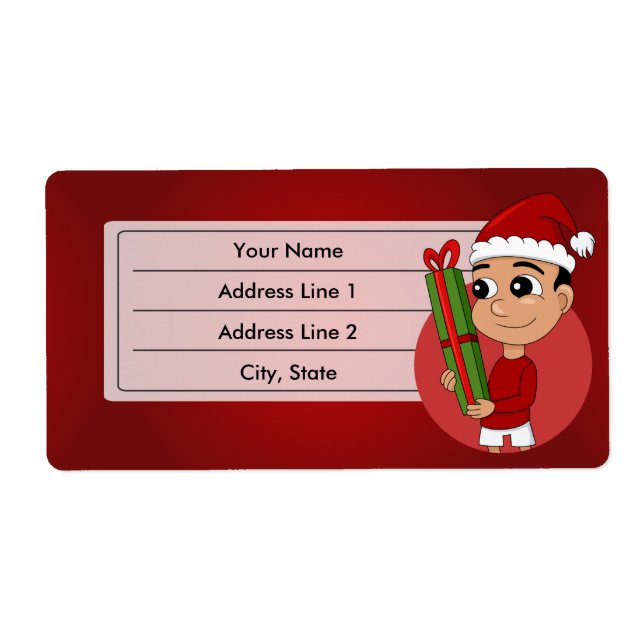 Christmas boy cartoon label (Front)