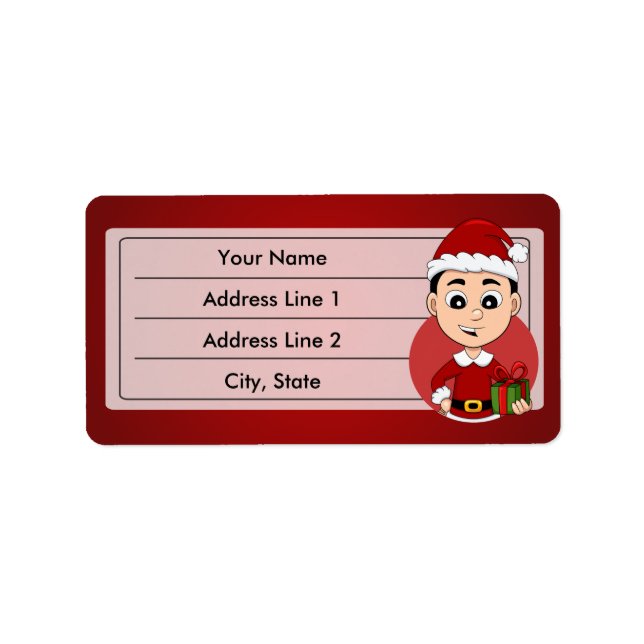 Christmas boy cartoon label (Front)
