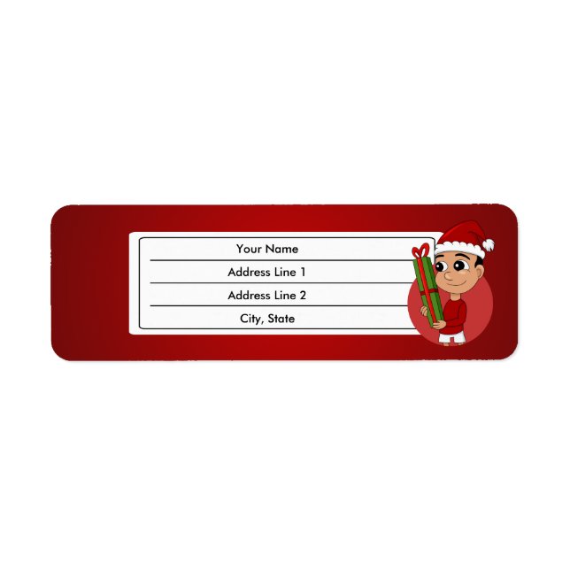 Christmas boy cartoon label (Front)