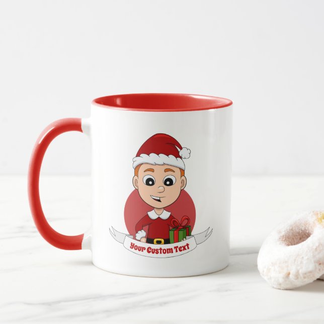 Christmas boy cartoon mug (With Donut)