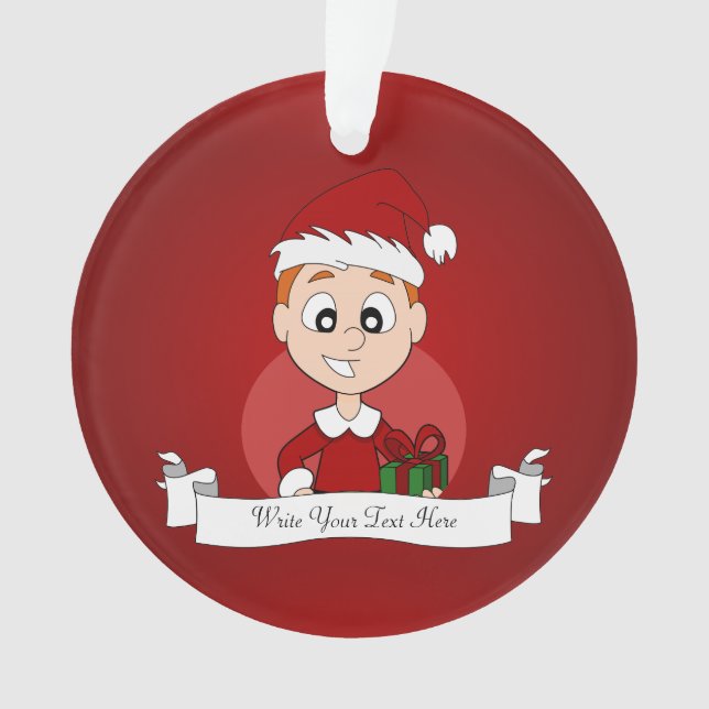 Christmas boy cartoon ornament (Front)