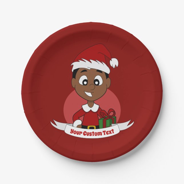 Christmas boy cartoon paper plates (Front)