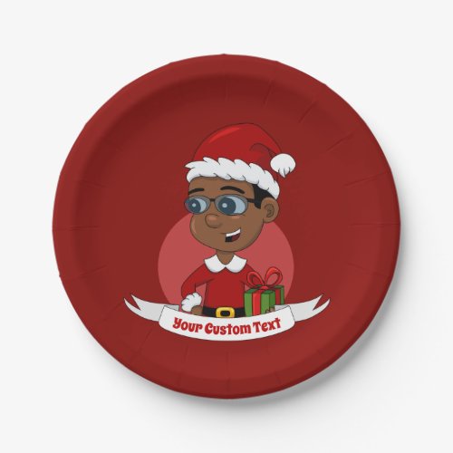 Christmas boy cartoon paper plates