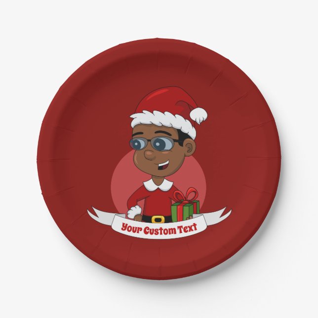 Christmas boy cartoon paper plates (Front)