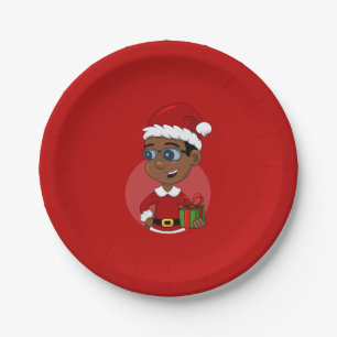Christmas boy cartoon paper plates