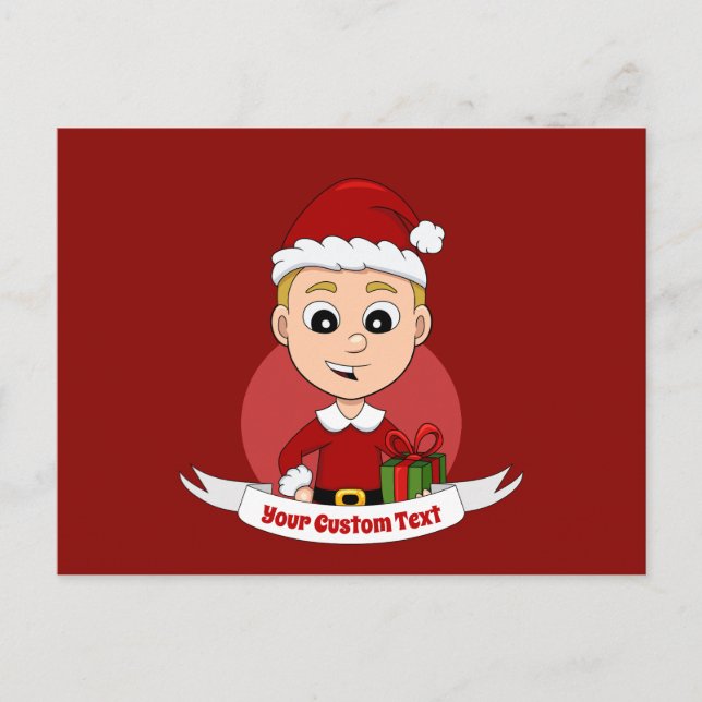 Christmas boy cartoon postcard (Front)