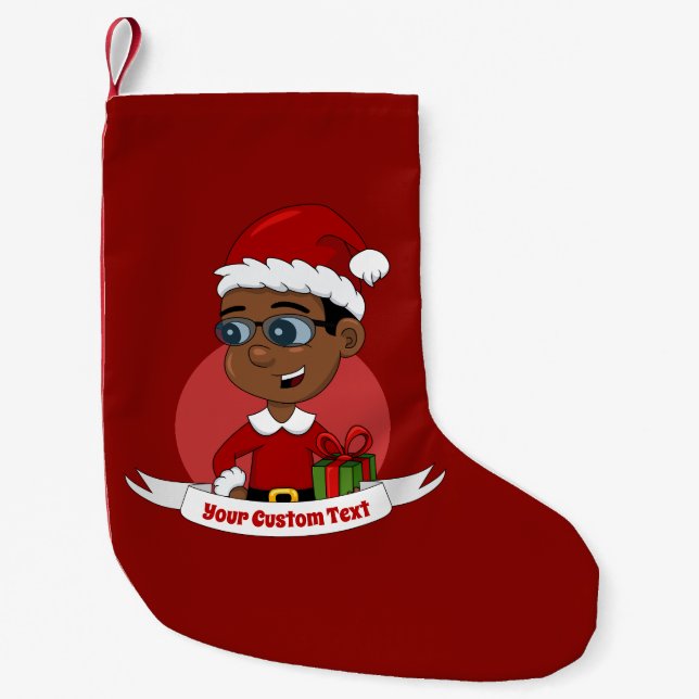 Christmas boy cartoon small christmas stocking (Front)