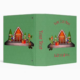 Christmas Boy Elf Gingerbread House Personalized 3 Ring Binder