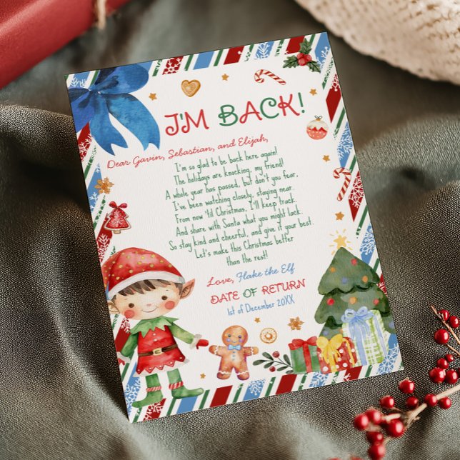 Christmas Boy Letter from Elf Letter Card (Christmas Dark Brown Hair Light Boy Letter from Elf Letter Card)