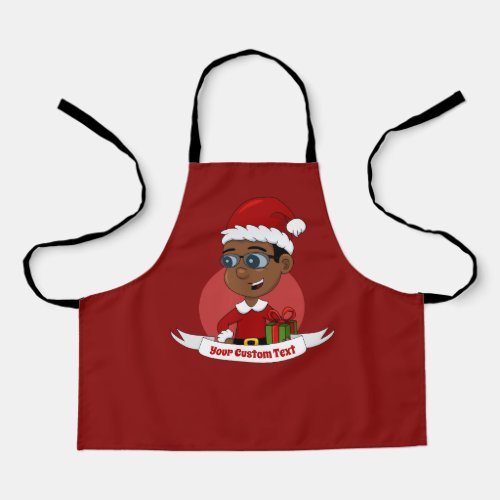 Christmas boy with a red hat and glasses apron