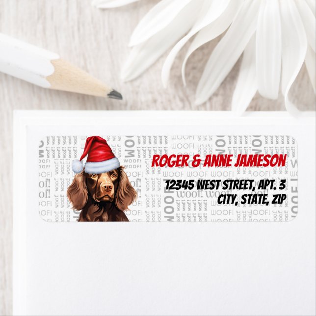 Christmas Boykin Spaniel Dog Holiday Address Label (Insitu)