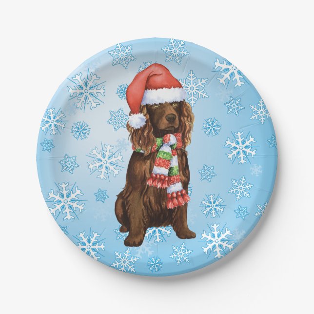 Christmas Boykin Spaniel Paper Plates (Front)
