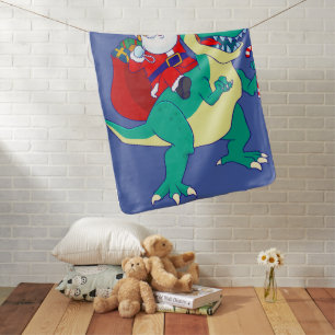 Christmas Boys Dinosaur Santa T Rex Xmas Dino Love Baby Blanket