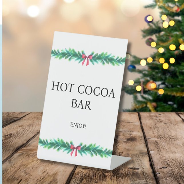 Christmas Branch Hot Cocoa Baby Shower  Pedestal Sign (Creator Uploaded)