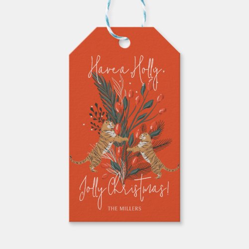 Christmas Branch  Tigers Holly Jolly Christmas Gift Tags