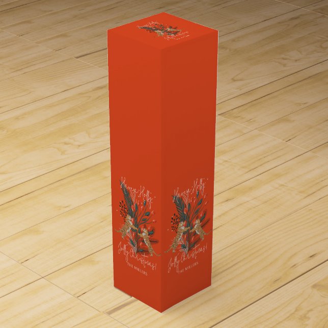 Christmas Branch & Tigers Holly Jolly Christmas Wine Box (Front)