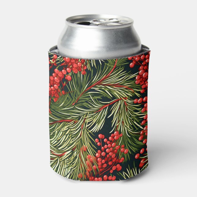 Christmas Branches and Berries Can Cooler (Can Front)