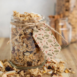 Christmas branches and berries - olive green gift tags